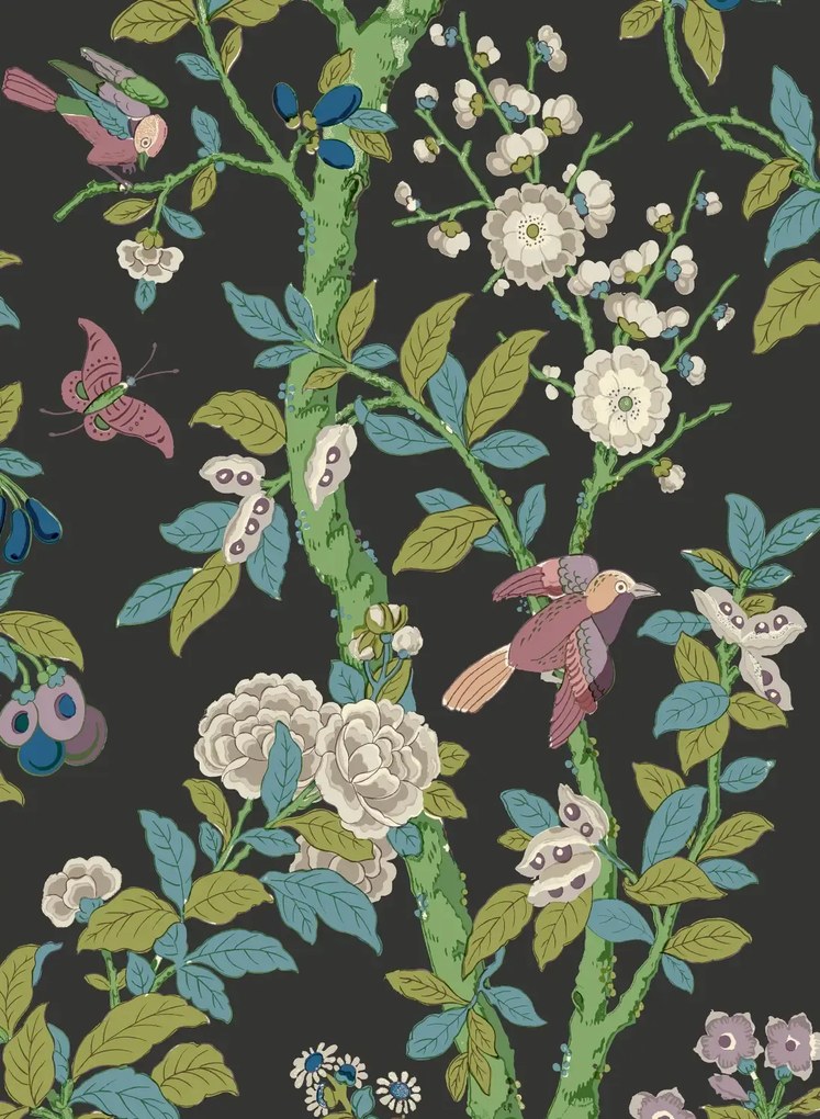 GP & J Baker Carta da parati Eldon - Charcoal/ Emerald