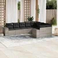 Set Divano da Giardino 9pz con Cuscini Grigio Chiaro Polyrattan 3223041