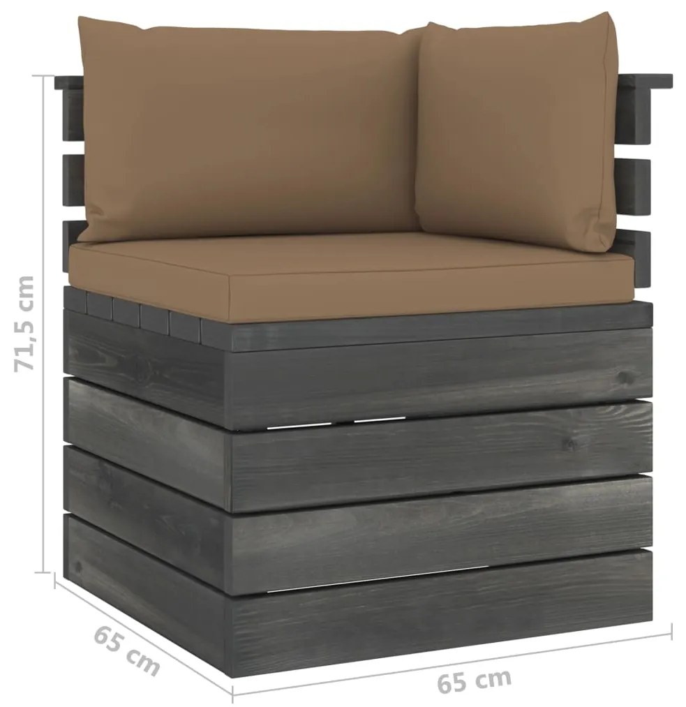 Set Divani da Giardino su Pallet 6 pz con Cuscini Massello Pino