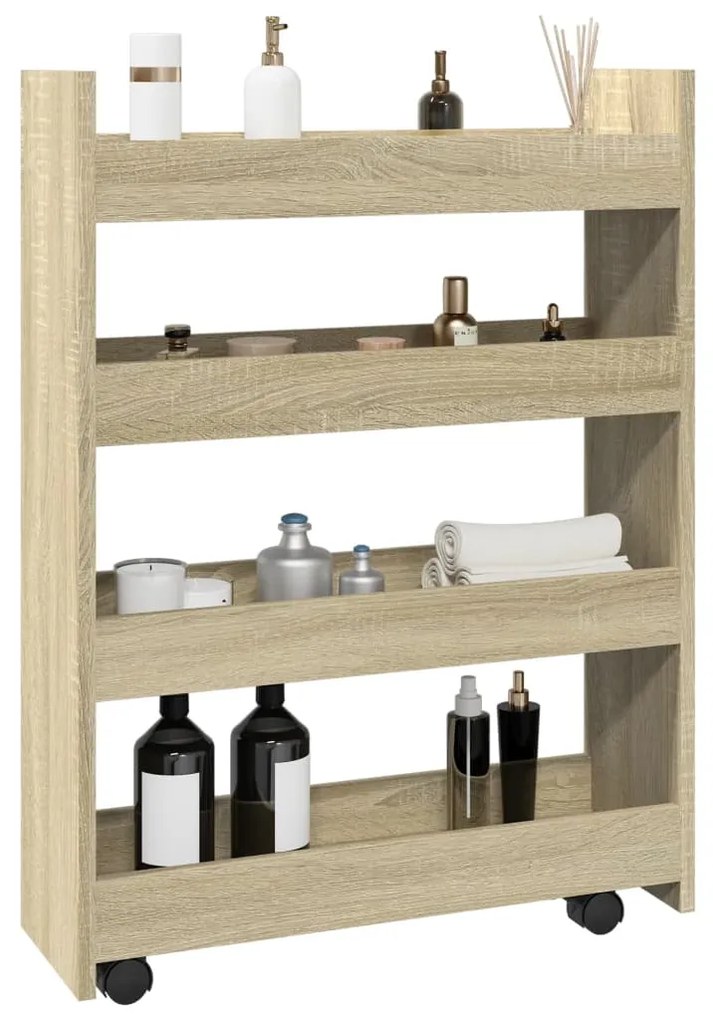 Carrello Stretto A 4 Livelli Rovere Sonoma İn Truciolato /