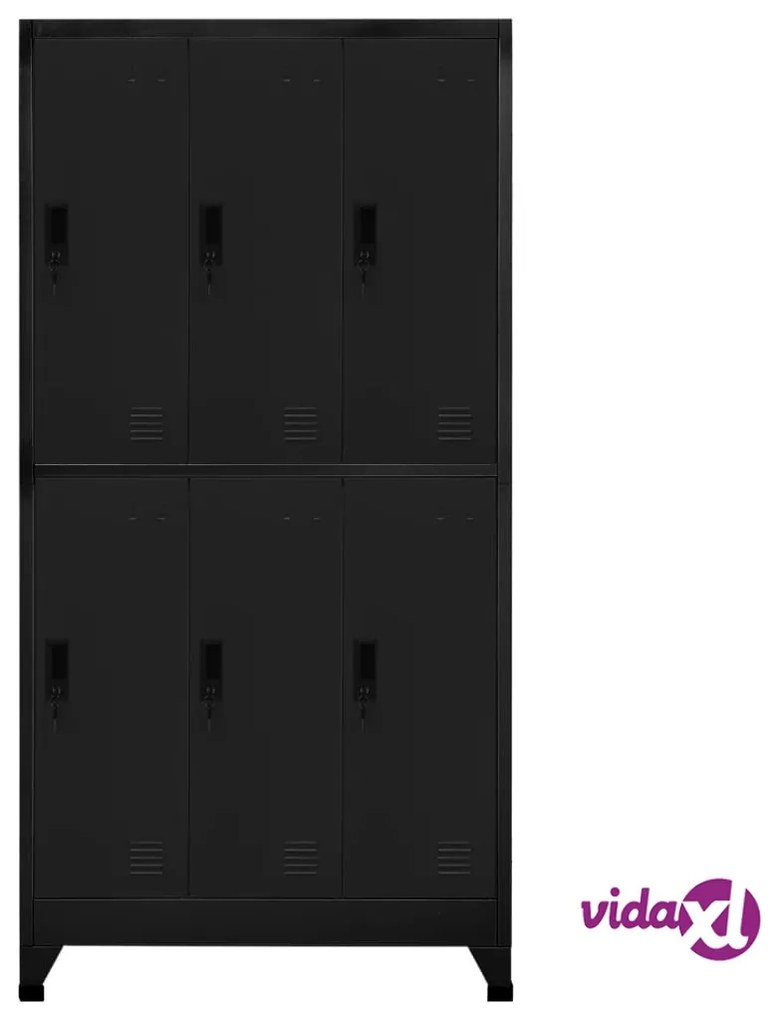 vidaXL Armadietto con Serratura Nero 90x45x180 cm in Acciaio