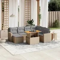 Set Divano da Giardino 8 pz con Cuscini Beige in Polyrattan 3275607