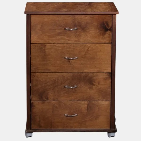 Cassettiera con ruote ICON 58X83h cm in Legno di Faggio a 4 Cassetti Noce