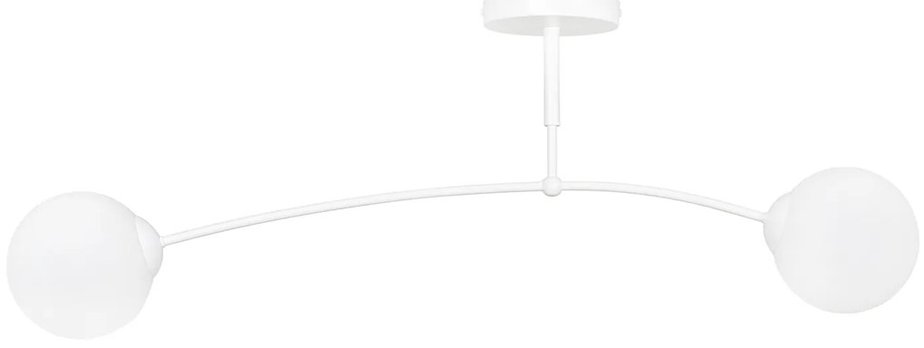 Plafoniera Moderna 2 Luci Susanoo In Acciaio Bianco E Vetri A Sfera In Bianco