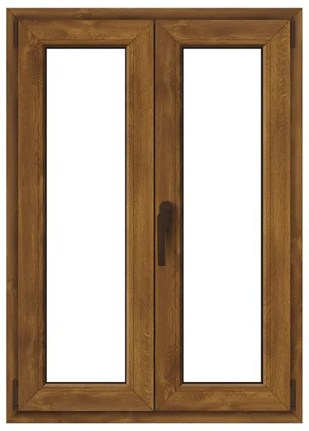 Finestra in PVC effetto legno rovere dorato L 100 x H 140 cm, 2 ante apertura a destra