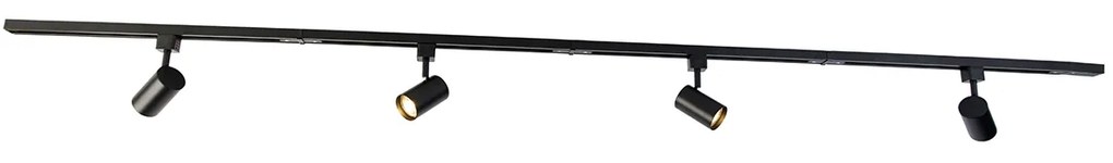 Sistema di illuminazione a binario moderno con 4 faretti nero 1 fase - Iconic Yade