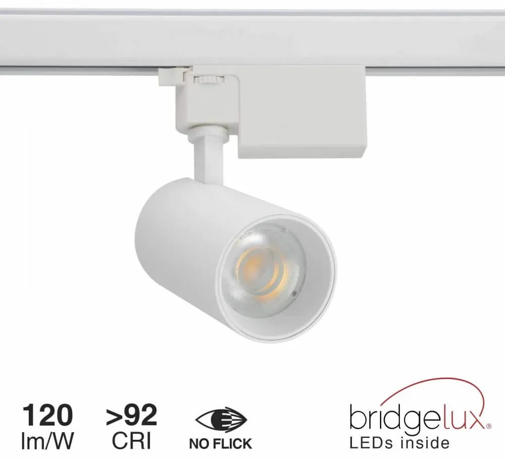 Faro LED 20W, Trifase, 60°, 120lm/W, CRI92, no Flickering - BRIDGELUX LED Colore  Bianco Caldo 2.700K