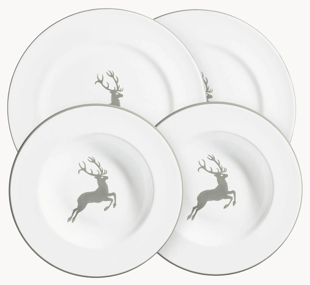 Set di 4 stoviglie fatte a mano Grauer Hirsch, 2 persone