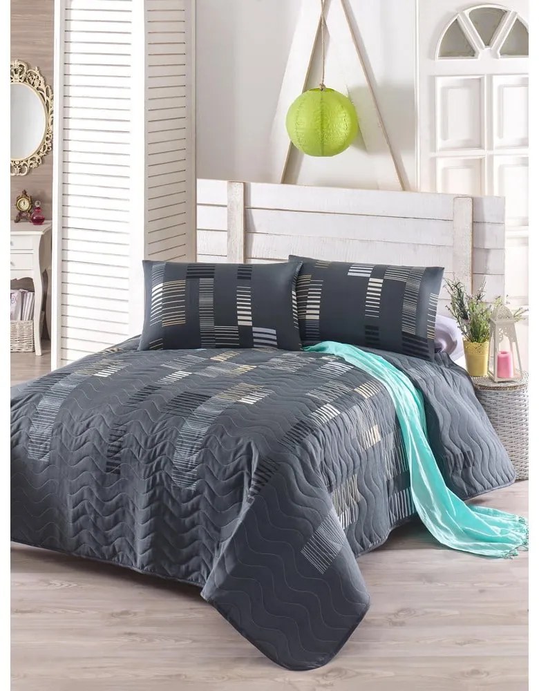 Copriletto matrimoniale trapuntato con federe 200 x 220 cm Trace - Mijolnir