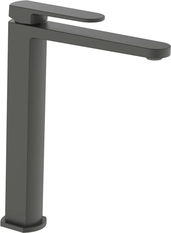 Rubinetto per lavabo getto laminare cristallino Zefir grigio verniciato a polvere opaco AQUASANIT