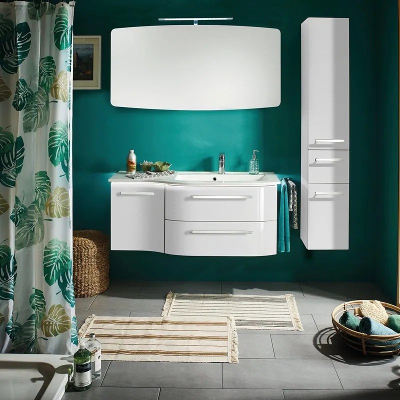 Mobile sottolavabo e lavabo Contea bianco lucido L 117 cm