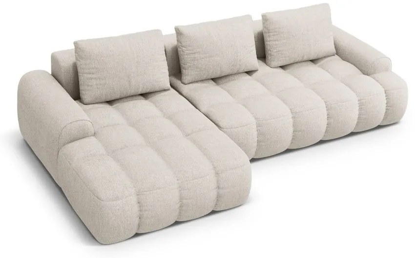 Divano angolare beige allungabile/con contenitore (con penisola a sinistra/con chaise lounge) Linz – Cosmopolitan Design