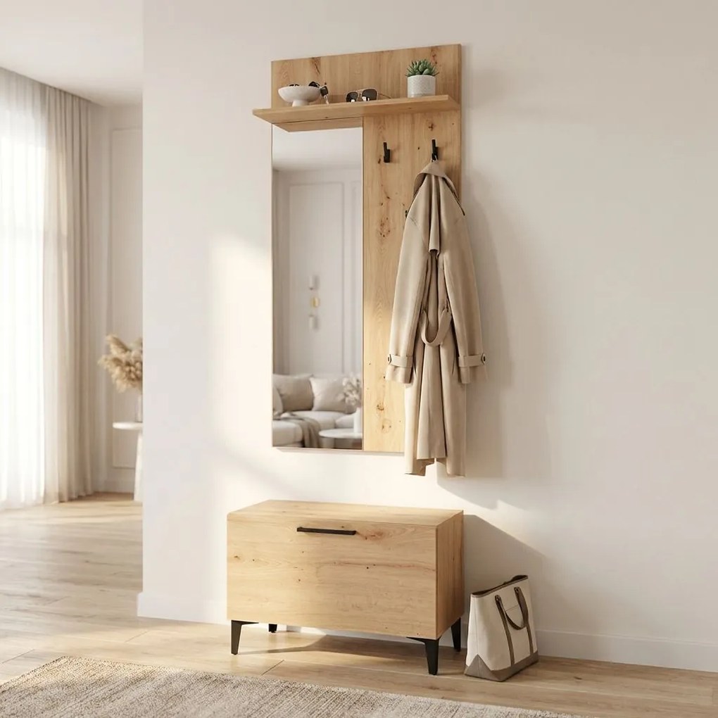 LUMIE - set mobile ingresso appendiabiti con specchio e contenitore