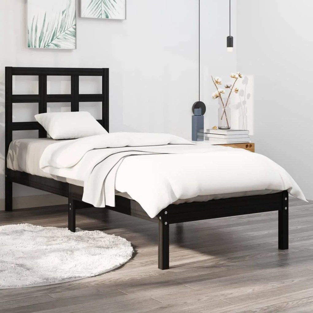 Giroletto İn Legno Massello Nero 75x190 Cm Small Single /