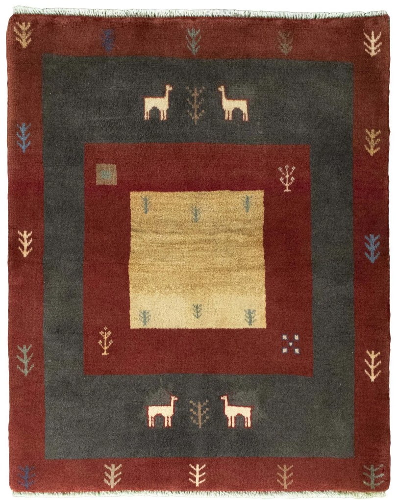 Gabbeh Tappeto 120x100 Rosso (Iran) Annodato A Mano