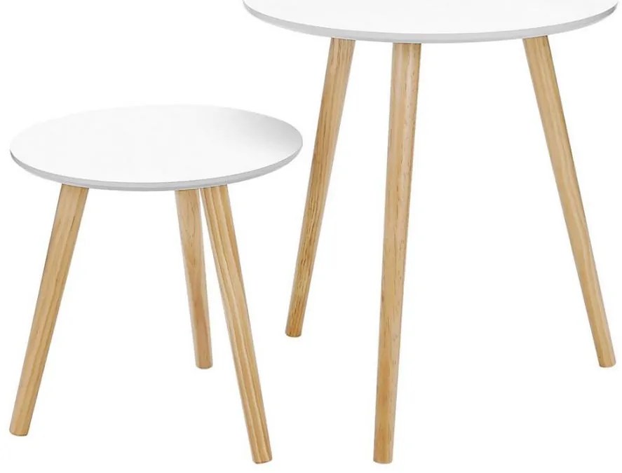 Set di 2 tavolini laterali SERA bianco/marrone