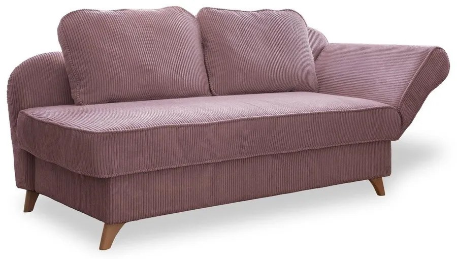 Chaise longue rosa polveroso (con penisola a destra) con rivestimento in velluto a coste Chic Charlotte – Miuform