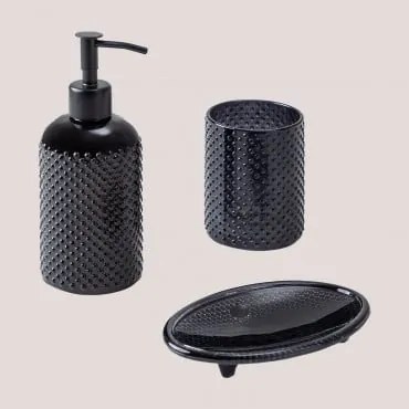 Set da bagno in vetro Munllar Nero - Sklum