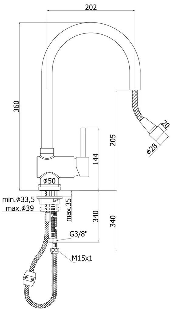 Miscelatore lavello con doccetta estraibile monogetto stick steel look sk185st stick paffoni