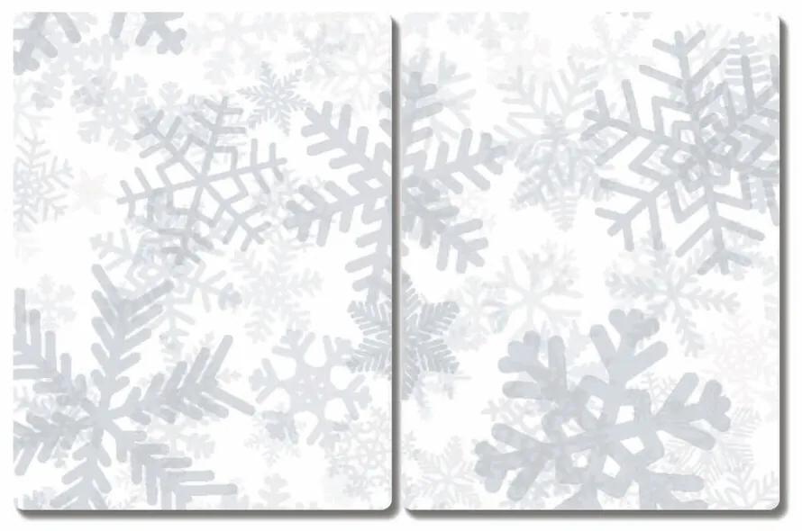 Tagliere in vetro temperato Fiocchi di neve di neve d'inverno 60x52 cm
