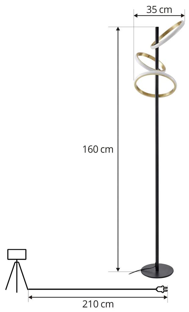 Lucande Madu Piantana LED, elementi ad anello, 4.000 K