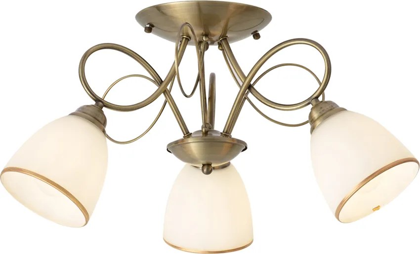 Plafoniera classica bronzo con vetro opale 3 luci - Katarina