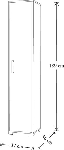 Scarpiera in legno nobilitato 1 anta ripiani interni 37x189h cm Rovere