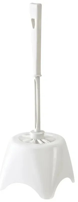 Porta scopino bianco in plastica per wc con scopino ergonomico