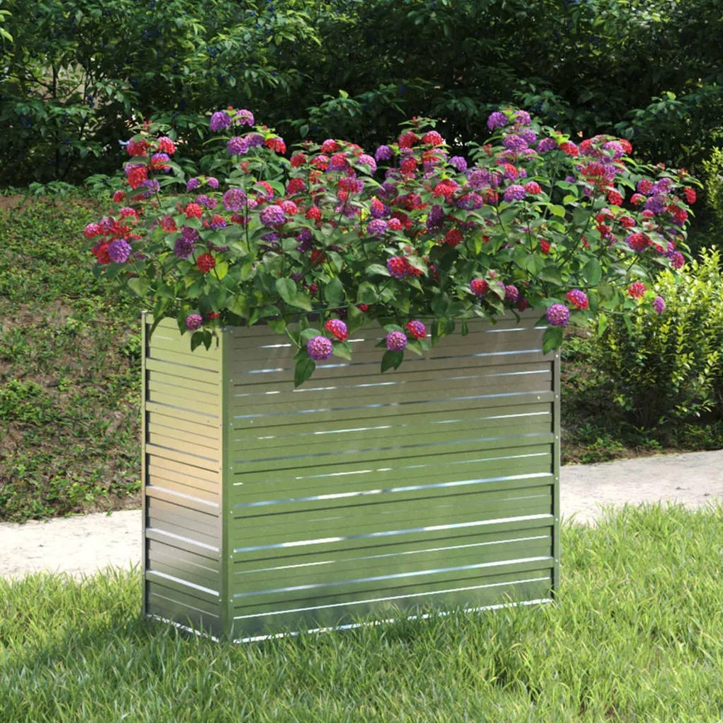 Letto Rialzato Giardino 100x40x77 Cm İn Acciaio Zincato Argento /