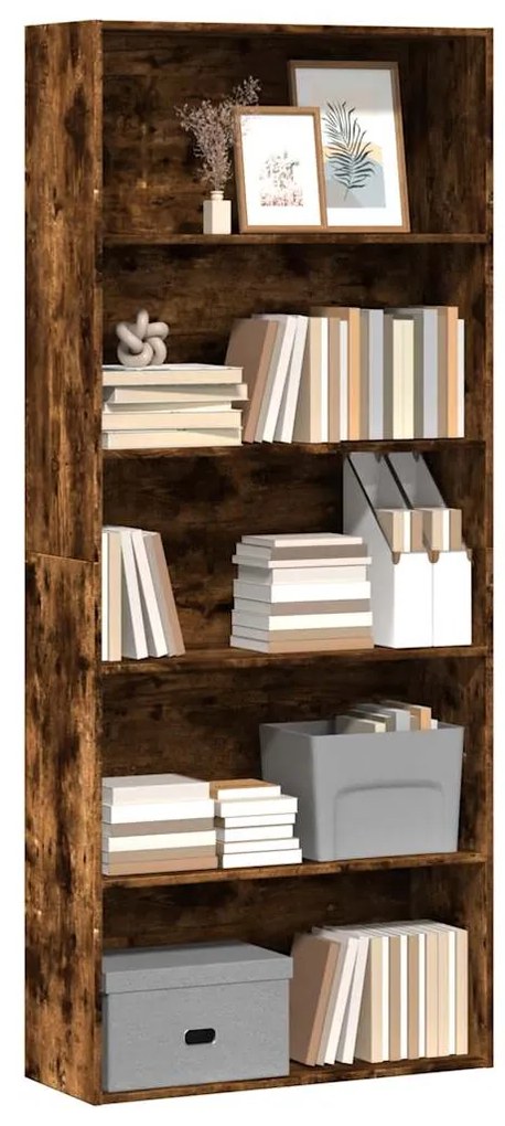 Libreria rovere fumo 80x30x189 cm in legno multistrato