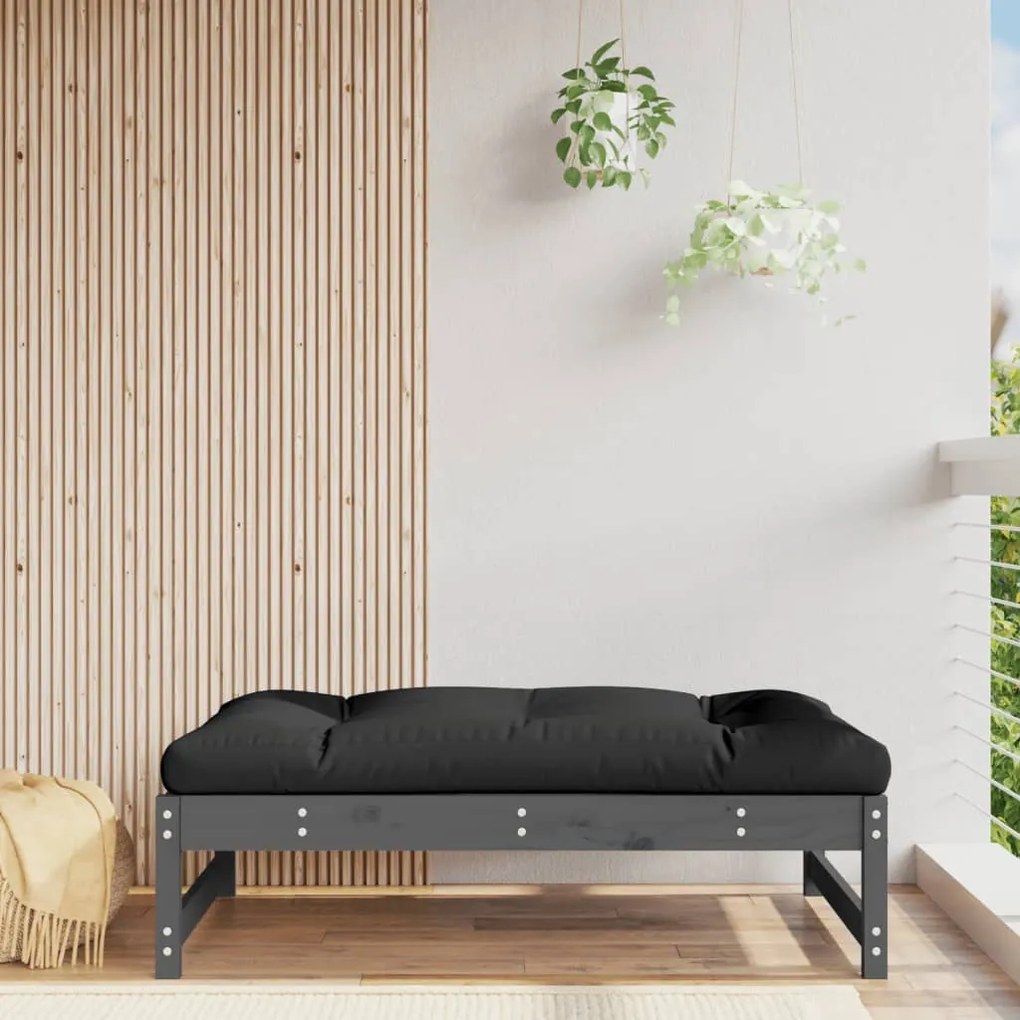 Poggiapiedi Da Giardino 120x80 Cm Legno Massello Di Pino Grigio /