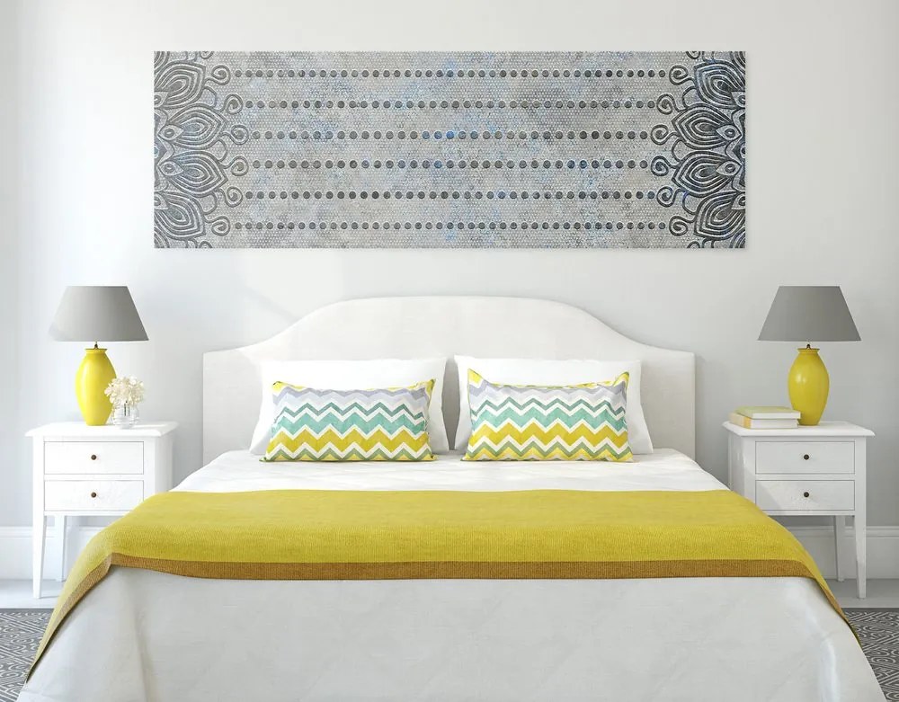 Quadro su tela – Mandala su sfondo grigio