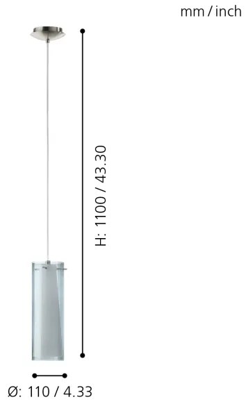 EGLO 90304 - Lampadario a sospensione PINTO NERO 1 x E27/60W fumé