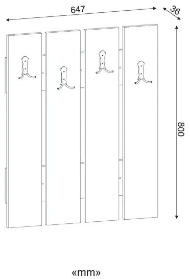 Appendiabiti da parete ANITA 80x64,7 cm bianco