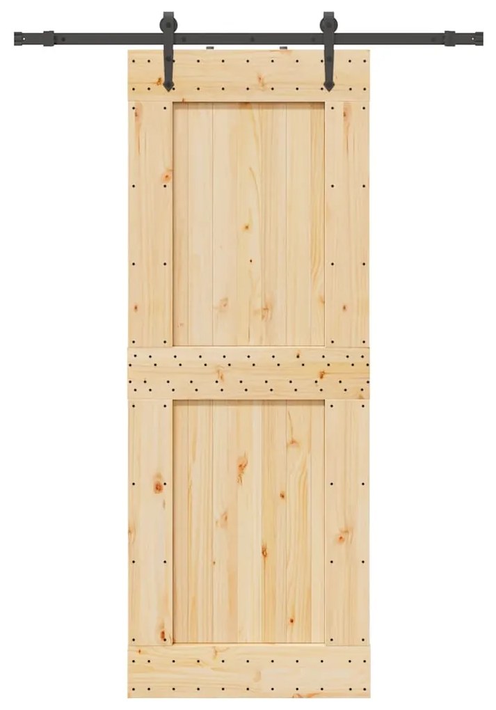 Porta Scorrevole Con Set Hardware 85x210 Cm Legno Massello Pino /