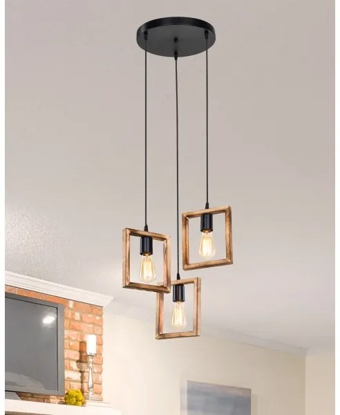 Zuma Line ASZ.1678 - Lampadario a sospensione con filo ATRIA 3xE27/20W/230V pino/nero