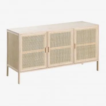 Aparador 135x40 Cm In Rattan E Legno Reyna Marrone Legno Naturale - Sklum
