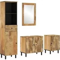 Set Mobili da Bagno 4 pz in Legno Massello di Mangocod mxl 93123