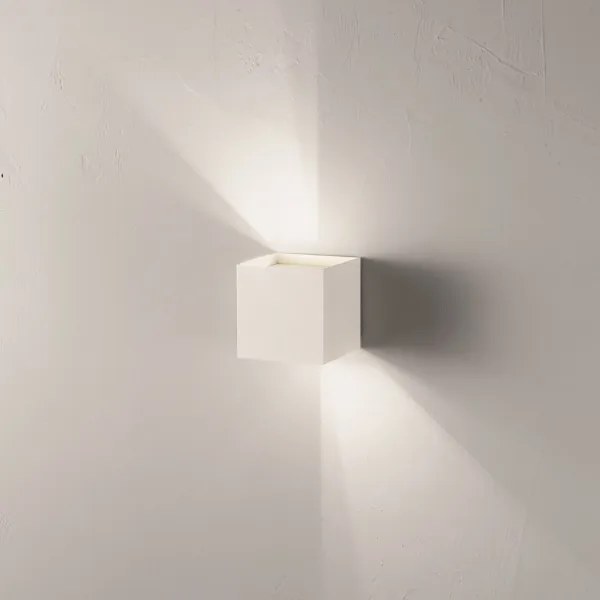 Applique in alluminio per esterni 10x10 cm Bianco con alette regolabili CUBE