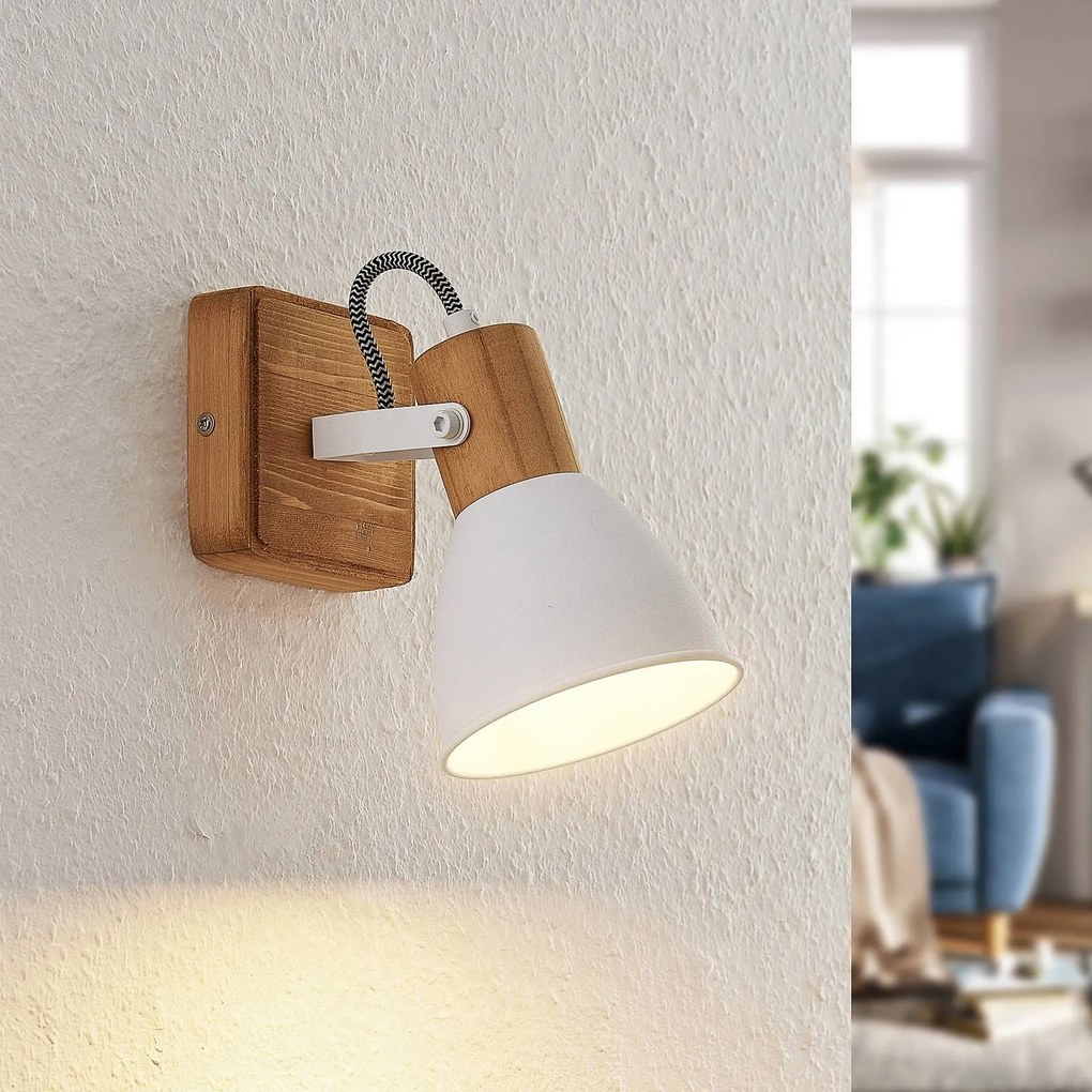 Lindby Merela, faretto da soffitto in legno e metallo a 1 luce.