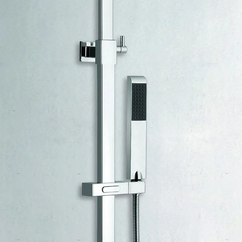 Kamalu - Colonna doccia fissa con soffione quadrato finitura cromata| K6000