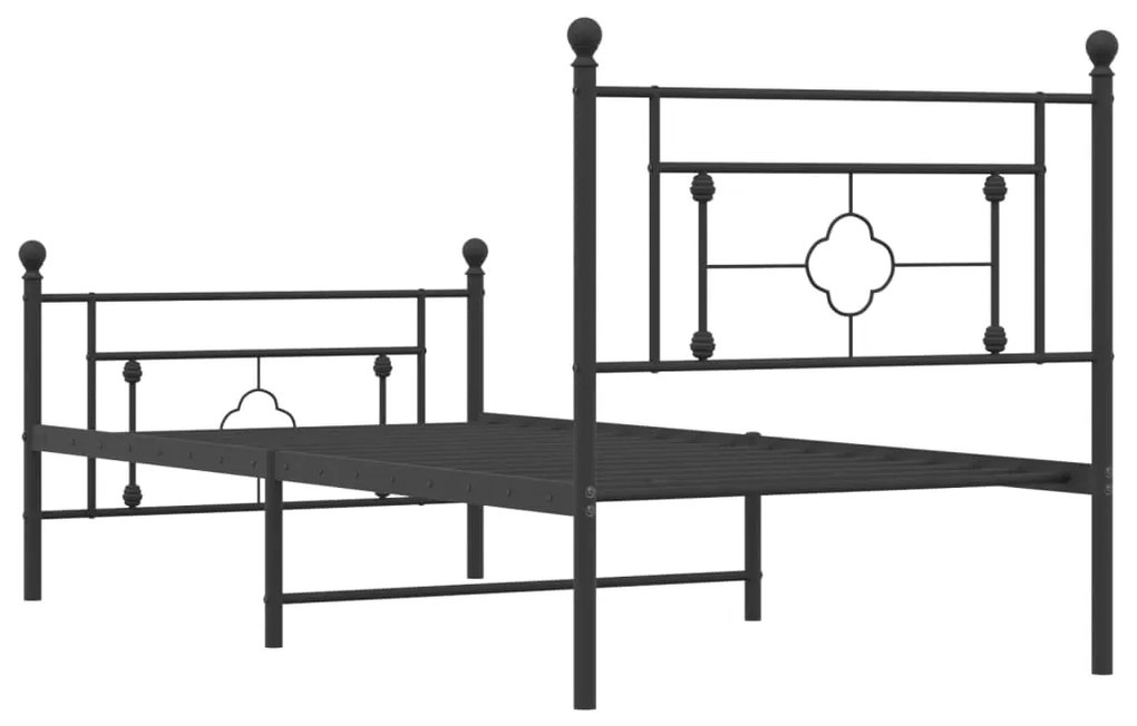 Giroletto con Testiera e Pediera Metallo Nero 90x200 cm