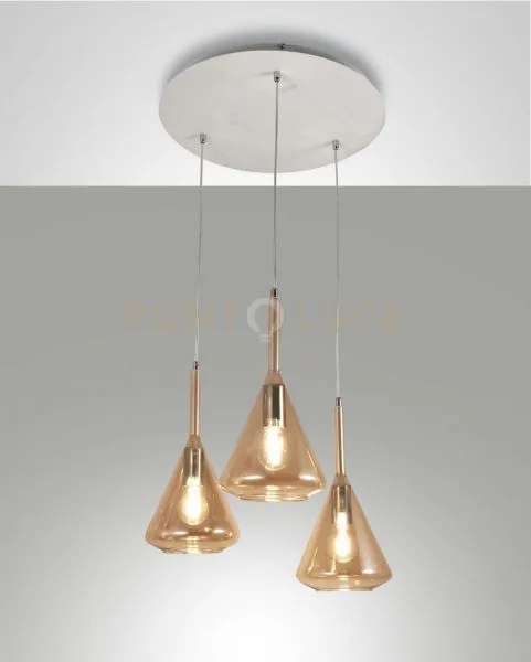 Tris sospensione ambra 3 luci 3582-47-125