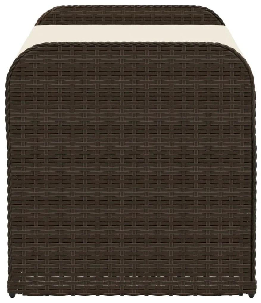 Cassapanca con cuscino marrone 115x51x52 cm in polyrattan