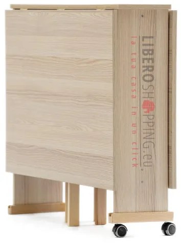 Tavolo richiudibile legno formica con ruote 140x90 cm GIORGIA Rovere