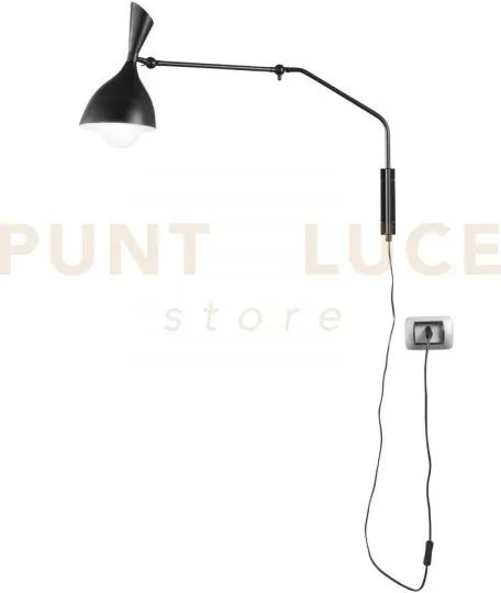 Applique a parete morgan nera 1 luce attacco e27 74,5x18x53cm orien...