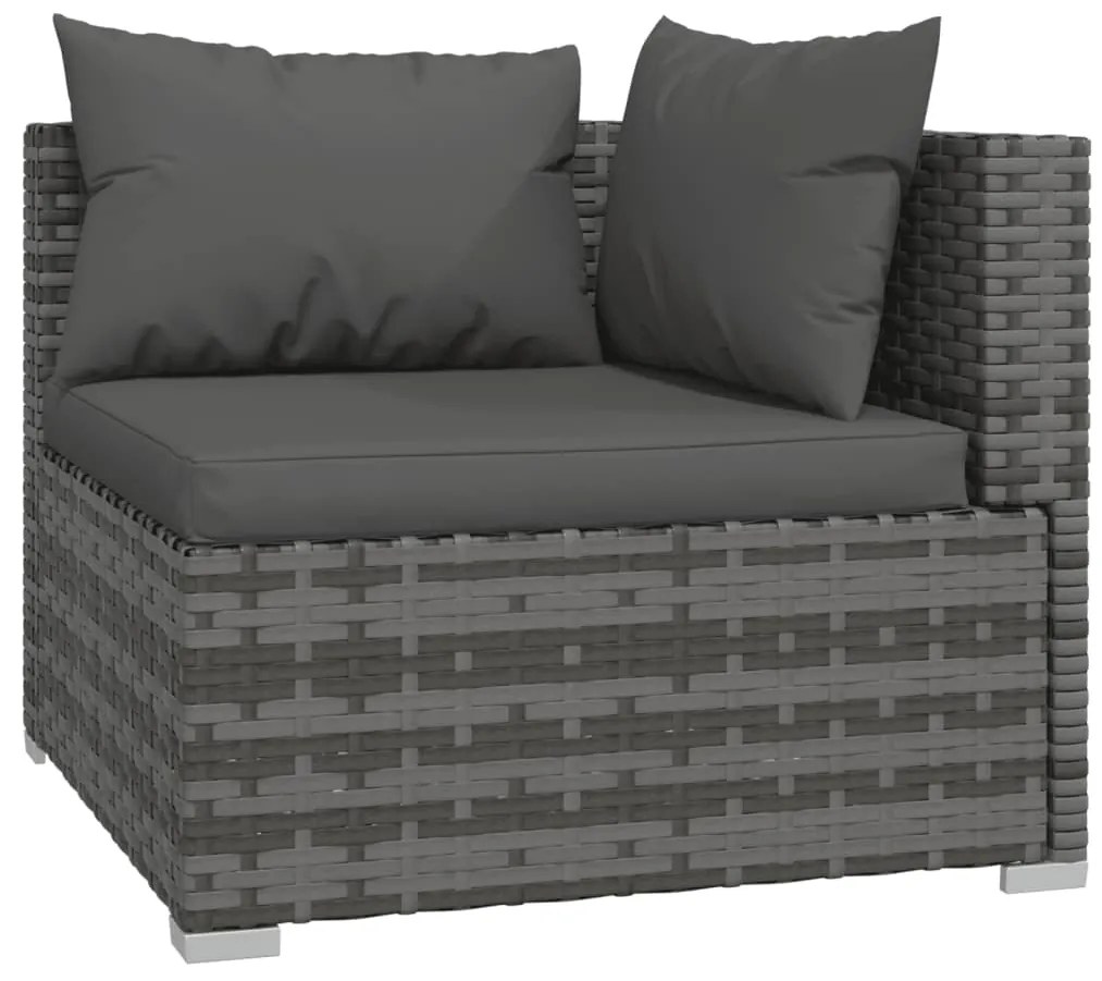 Set Divani da Giardino con Cuscini 6 pz in Polyrattan Grigio