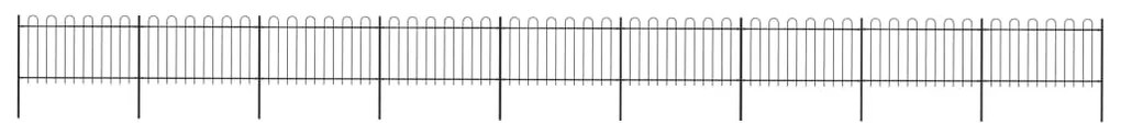 Recinzione Da Giardino Con Punta Tonda İn Acciaio 15,3x1m Nera /