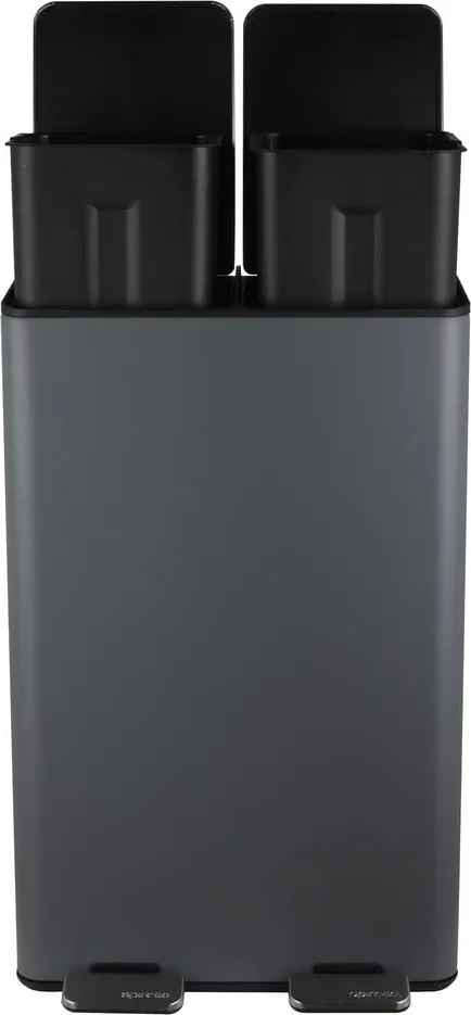 Cestino per la spazzatura grigio scuro in acciaio per raccolta differenziata/con pedale 2x30 l Aliya – Spirella