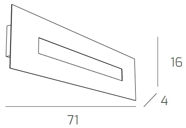 Applique Moderna Rettangolare Wally Metallo Nero 1 Luce  2G11 71Cm